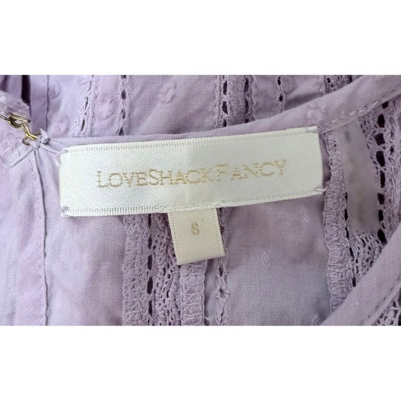 LoveShackFancy Natasha Wisteria Lavender Small Cotton Ruffle Mini Dress - Picture 11 of 13